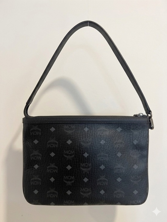 MCM Black Logo Zip-Top Crossbody Pouch